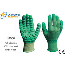 Anti-Vibration Cotton Shell with Latex Coated Safety Work Glove (L8000)